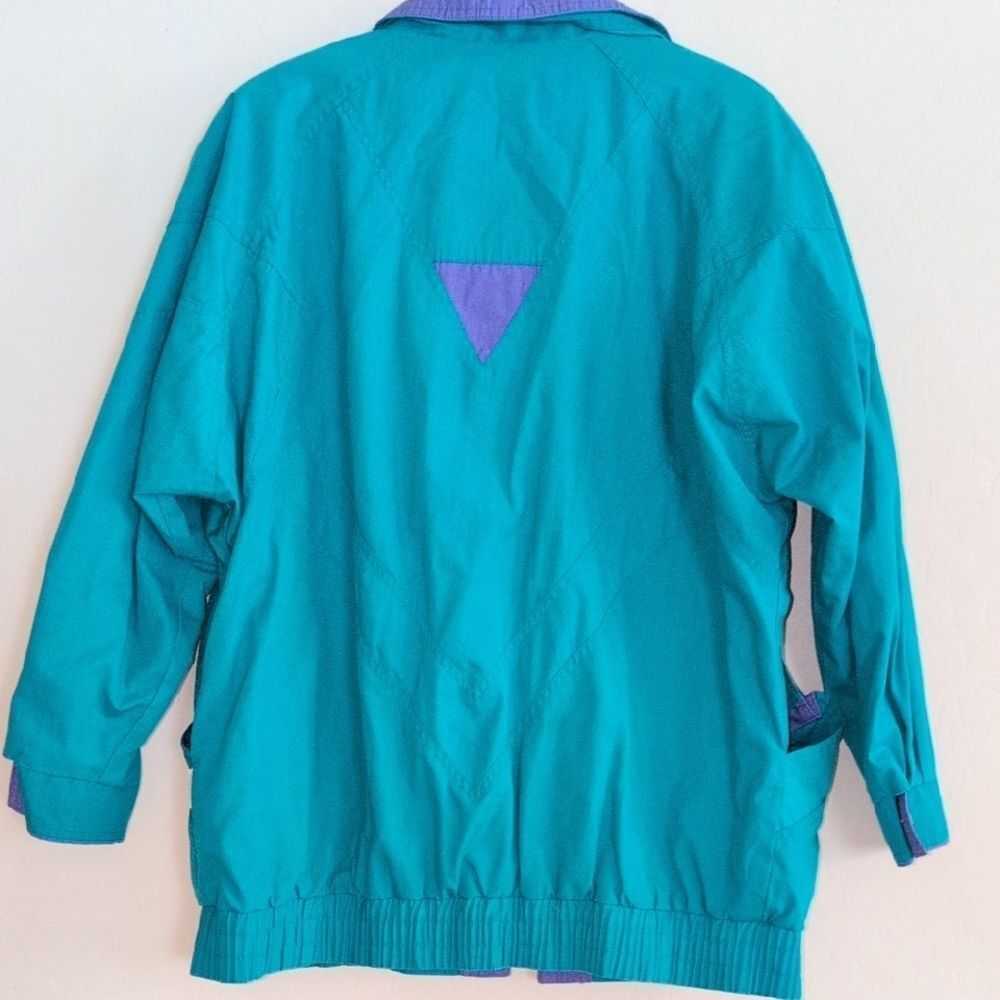VTG Innovations By Izzi Teal Purple Windbreaker 80s 90s Jacket - Size L - Picture 5 of 10